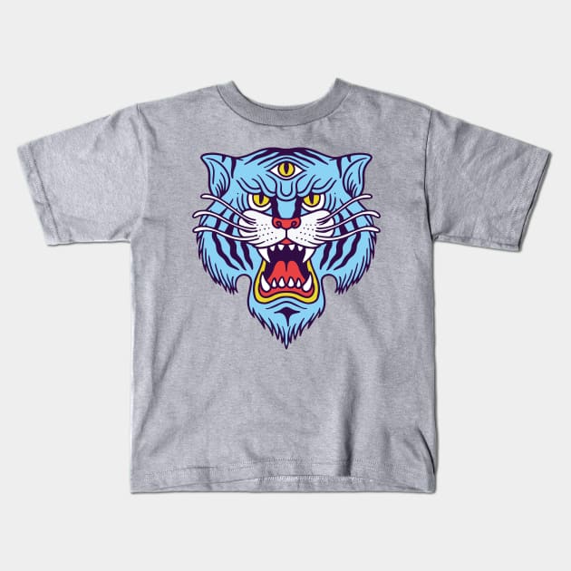 3rd Eye Tiger Kids T-Shirt by machmigo